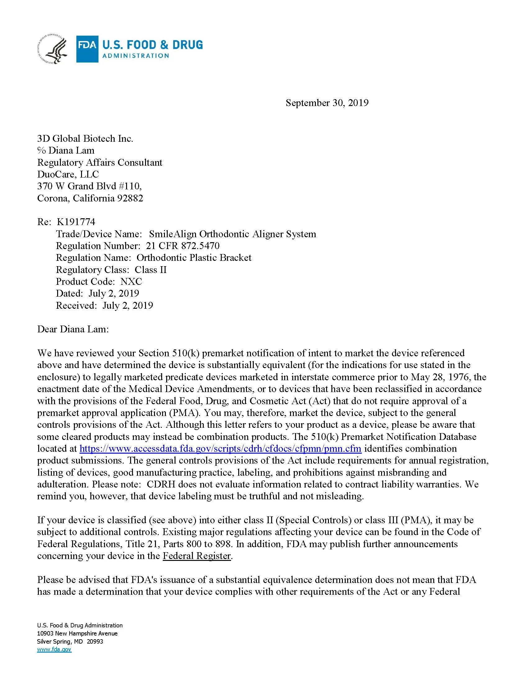 K191774 Letter Se Final Sent001 P1